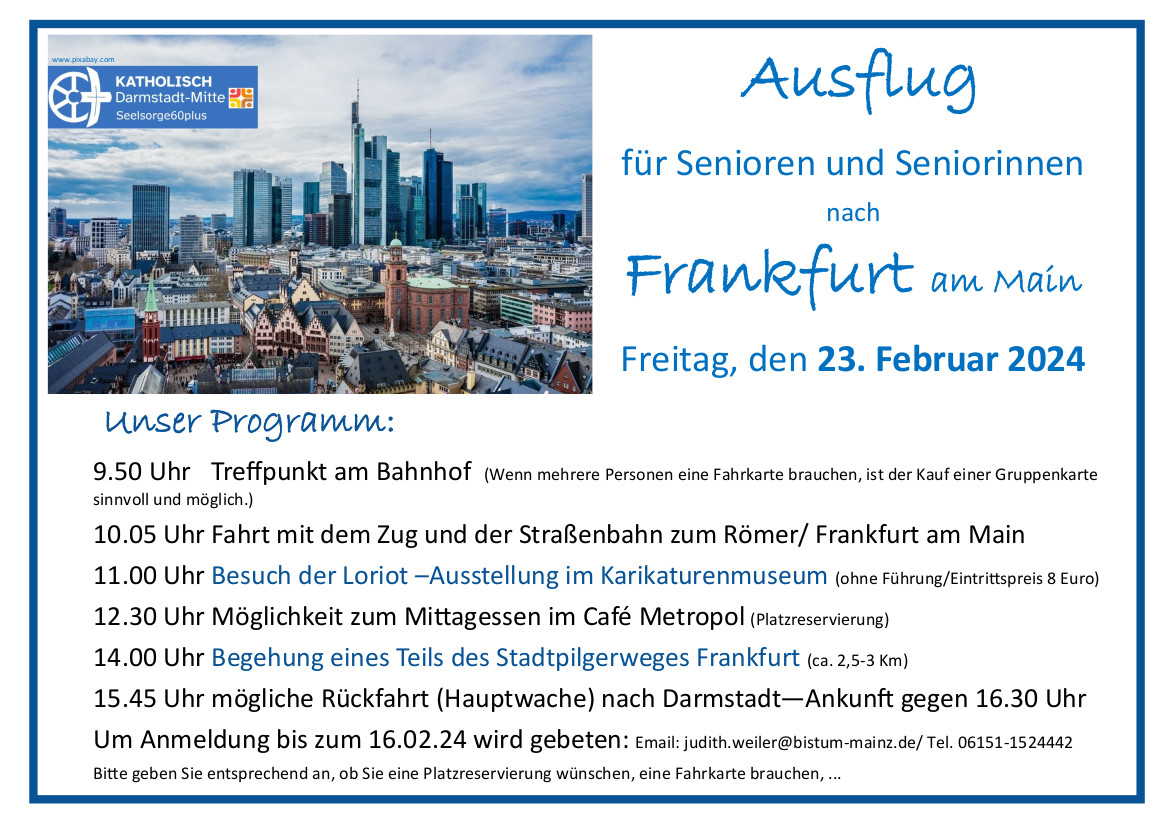 Programm für den Ausflug nach Frankfurt 